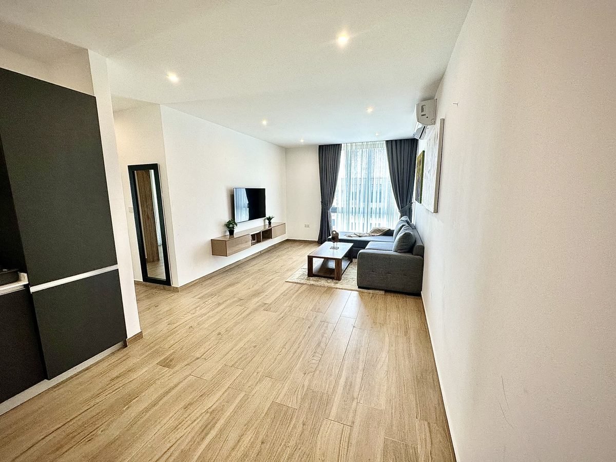 Living room styled for Accra short-term rental guests