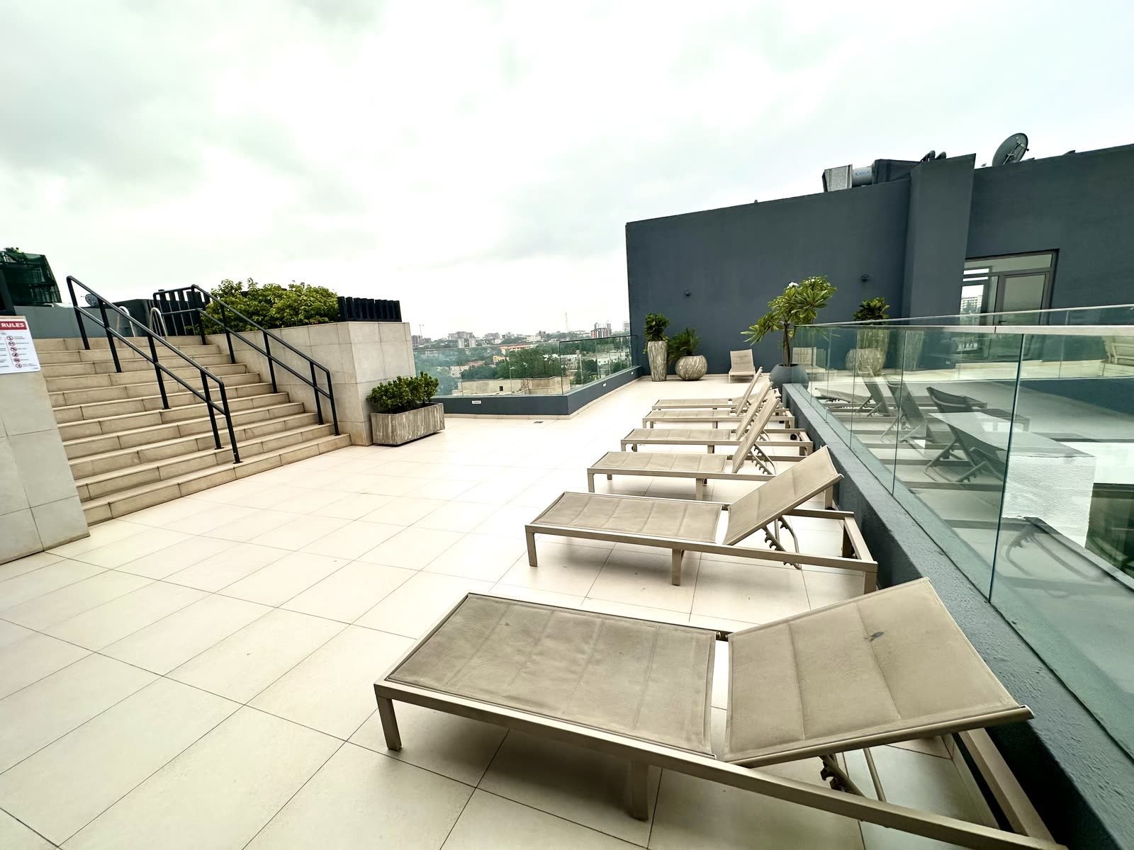 Rooftop terrace at an Accra short-let residence