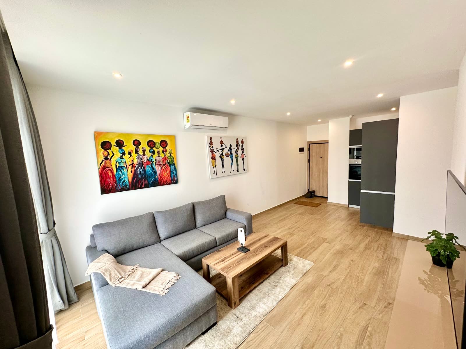 Living room with curated African art
